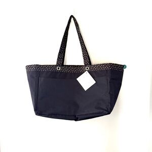 Thirty One Large Soft Utility Tote Navy Dancing Dot New With Tags